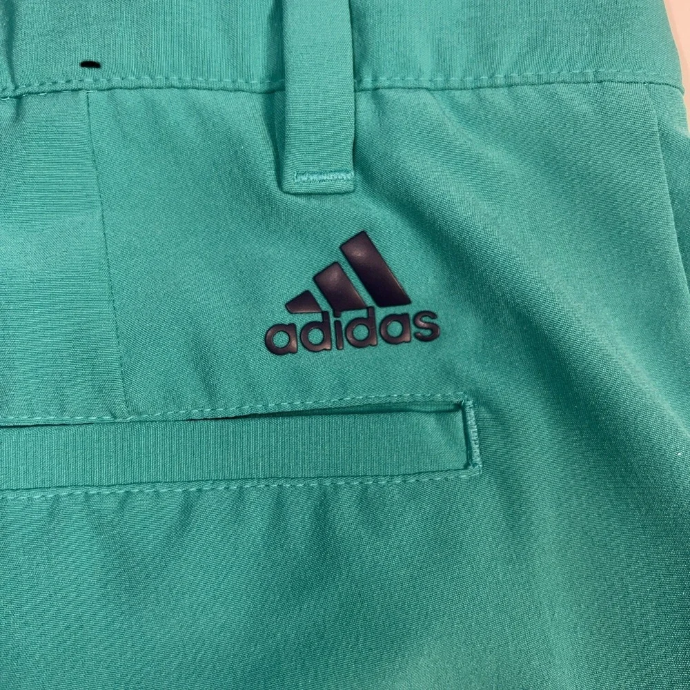 Adidas‎ Golf Mens Size 32 Spell Out Stretch Flat Front Golfing Chino Shorts Teal